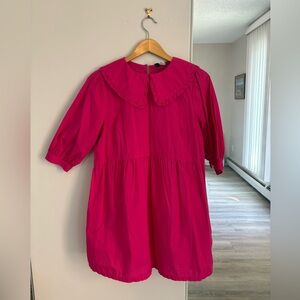 H&M Fuchsia Ruffle Collar Casual Dress